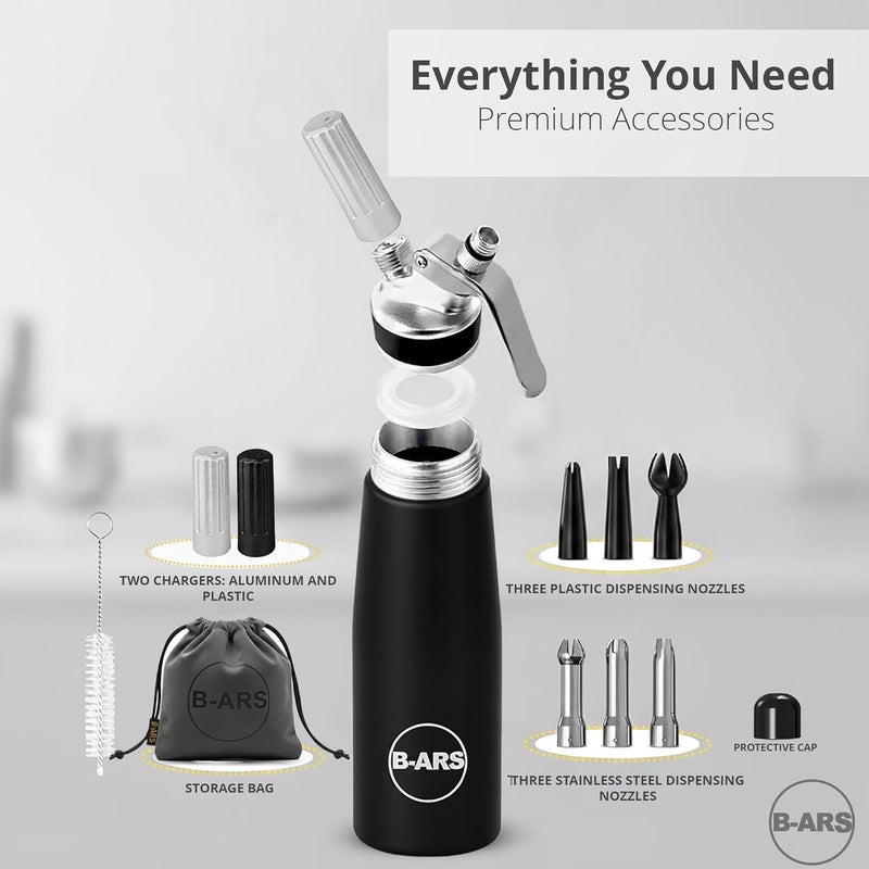 Bars Whipped Cream Dispenser-Professional Dispenser-Whip Cream Dispenser -Whipping Siphon-Whipped Cream Maker-Cream Whipper-Aluminum Whipped Cream Dispenser 500 ml. - Image 4